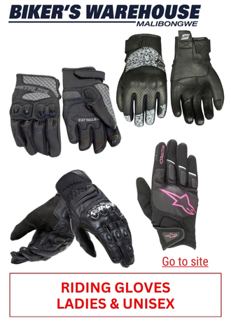 35. BIKERS WAREHOPUSE -RIDING GLOVES - LADIES & UNISEX