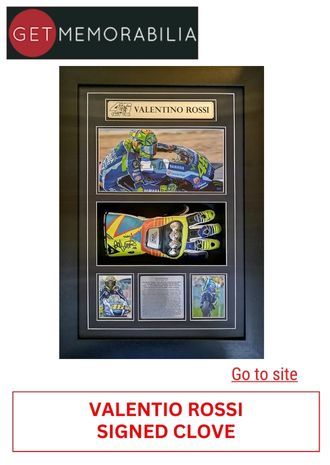 5. GET MEMORABILIA - VALENTIO ROSSI SIGNED CLOVE - MOTO GP COLLECTABLES